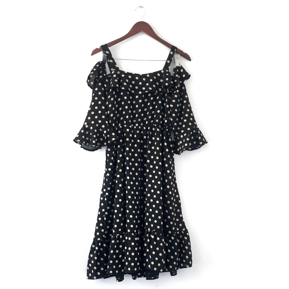 Hayden Los Angeles Polka Dot Cold Shoulder Dress